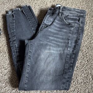 Vervet Amber Mid-Rise Ankle Skinny Uneven Panel Jeans